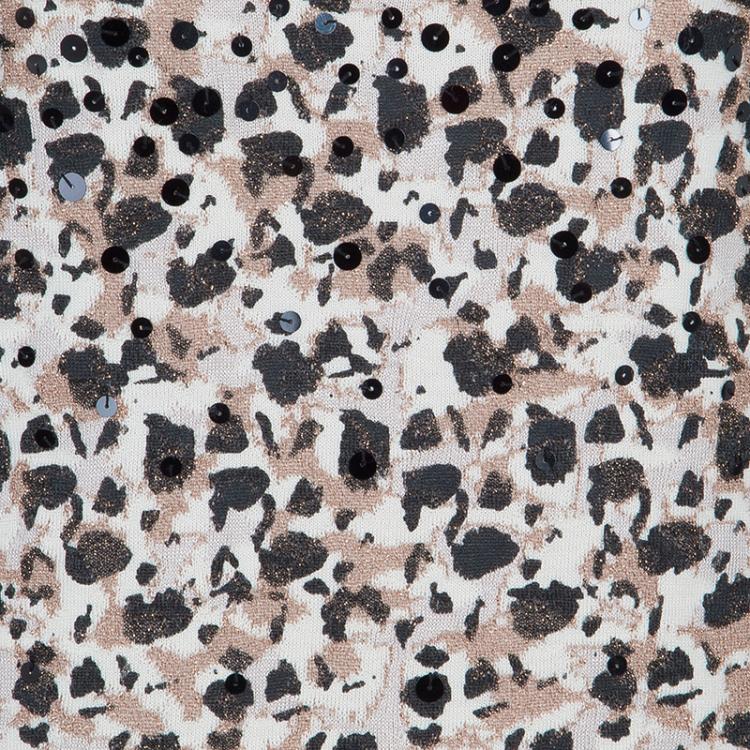Pre Owned Marc by Marc Jacobs Leopard Print Sequin Embellished Sweater XS