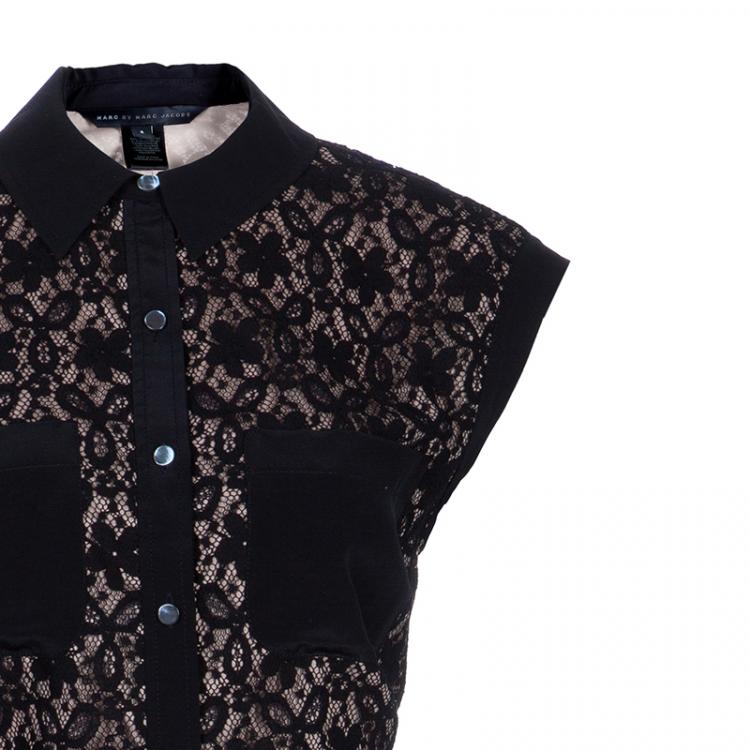 Pre Owned Marc by Marc Jacobs Black Leila Lace Playsuit S