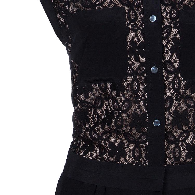 Pre Owned Marc by Marc Jacobs Black Leila Lace Playsuit S