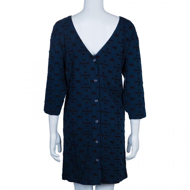 مملوكة مسبقًا Marc by Marc Jacobs Navy Button Front Dress M