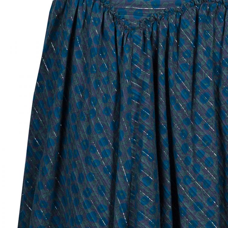 Pre Owned Marc by Marc Jacobs Turquoise Printed Knee Length Skirt S