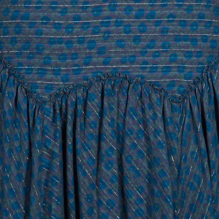 Pre Owned Marc by Marc Jacobs Turquoise Printed Knee Length Skirt S