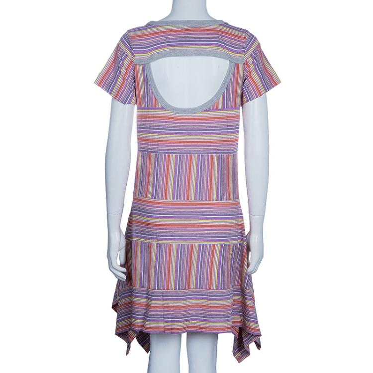 Pre Owned Marc by Marc Jacobs Multicolor Striped A-line Knit Dress L