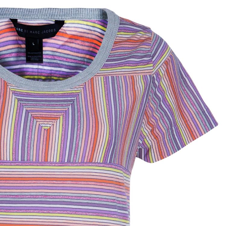 Pre Owned Marc by Marc Jacobs Multicolor Striped A-line Knit Dress L