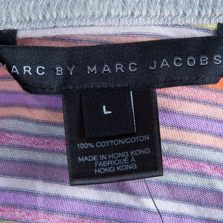 Pre Owned Marc by Marc Jacobs Multicolor Striped A-line Knit Dress L