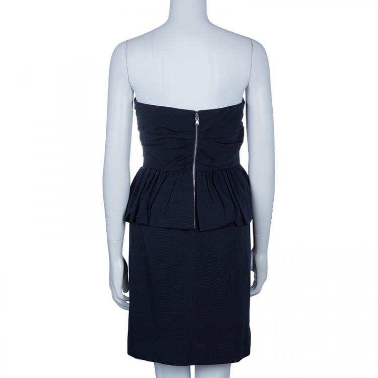 Pre Owned Marc by Marc Jacobs Navy Blue Strapless Dress L