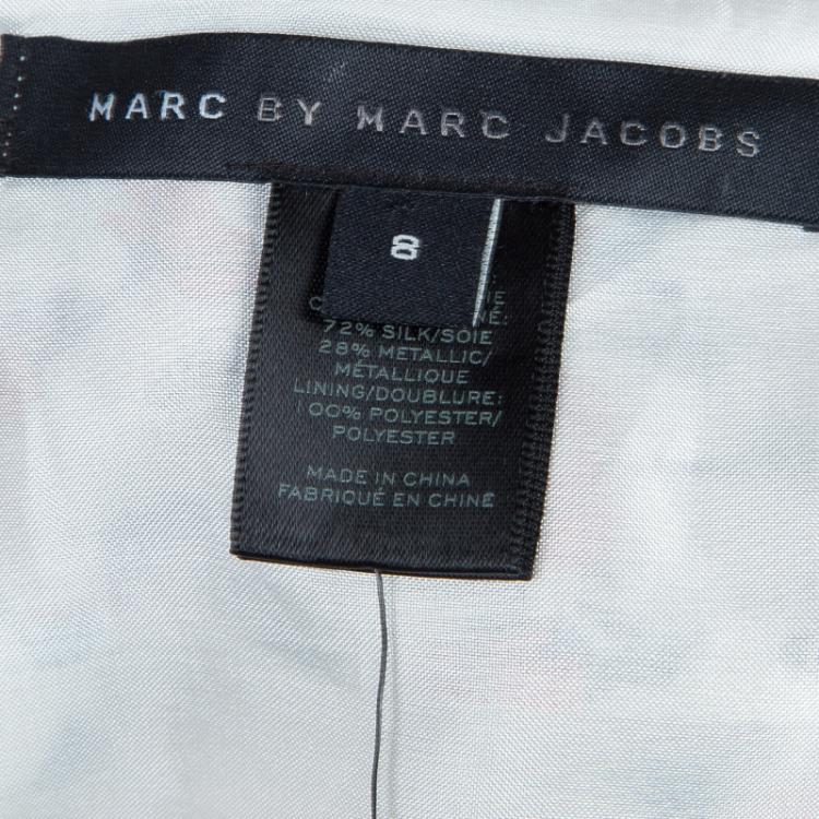 Pre Owned Marc by Marc Jacobs White Printed Lurex Insert Sleeveless Dress M