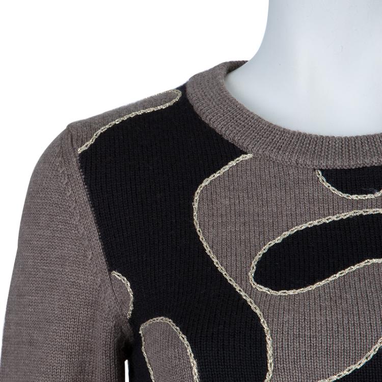 Pre Owned Marc by Marc Jacobs Beige and Black Sweater S