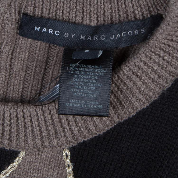 Pre Owned Marc by Marc Jacobs Beige and Black Sweater S