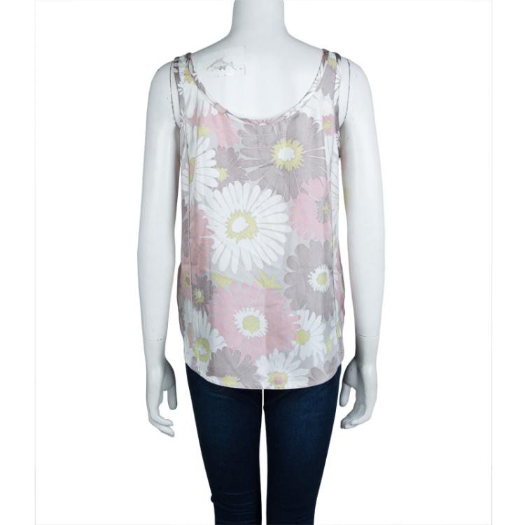 Pre Owned Marc Jacobs Floral Printed Silk Sleeveless Top L