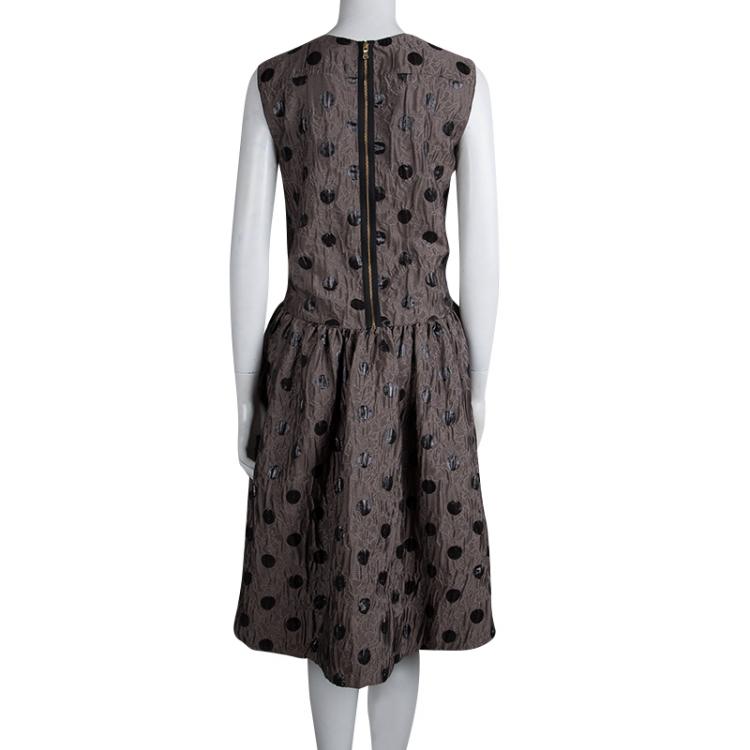 Pre Owned Marc by Marc Jacobs Beige Polka Dot Sleeveless Full Skirt Dress M