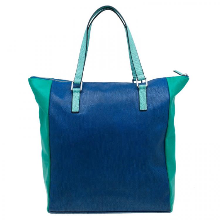 Pre Owned Marc by Marc Jacobs Blue/Green Lizard Stamped Take Me Tote 
