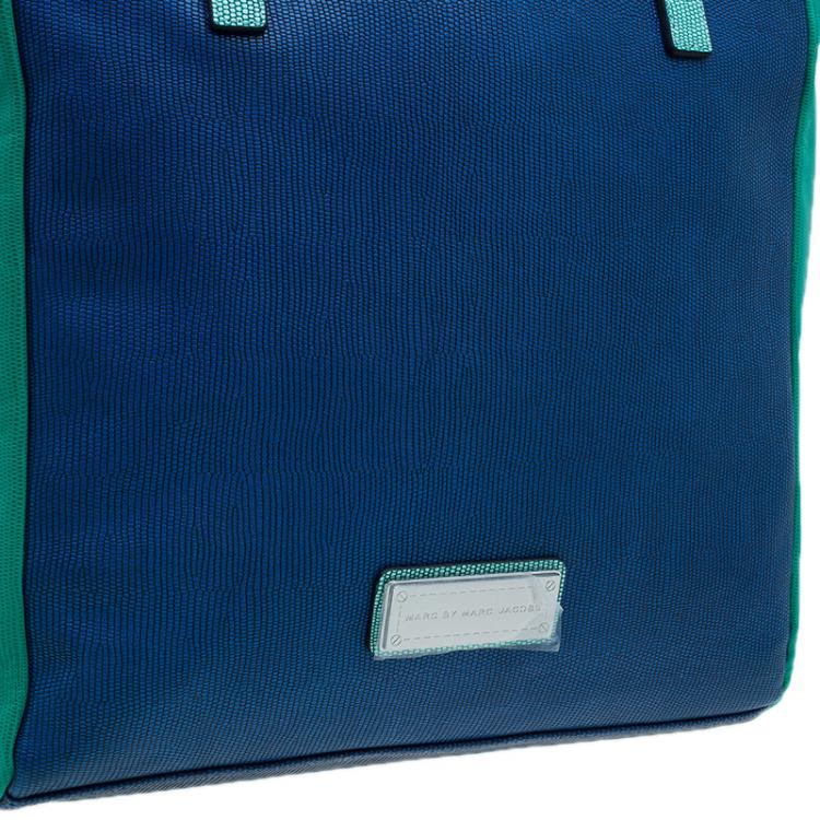 Pre Owned Marc by Marc Jacobs Blue/Green Lizard Stamped Take Me Tote 