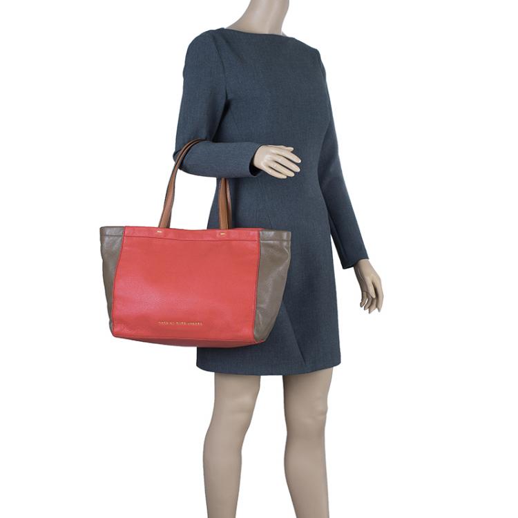 Pre Owned Marc by Marc Jacobs Rose Two Tone Leather What's the T Tote Bag