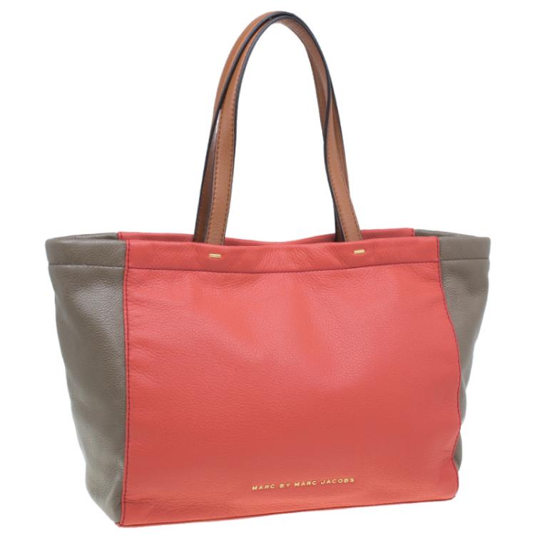 Pre Owned Marc by Marc Jacobs Rose Two Tone Leather What's the T Tote Bag