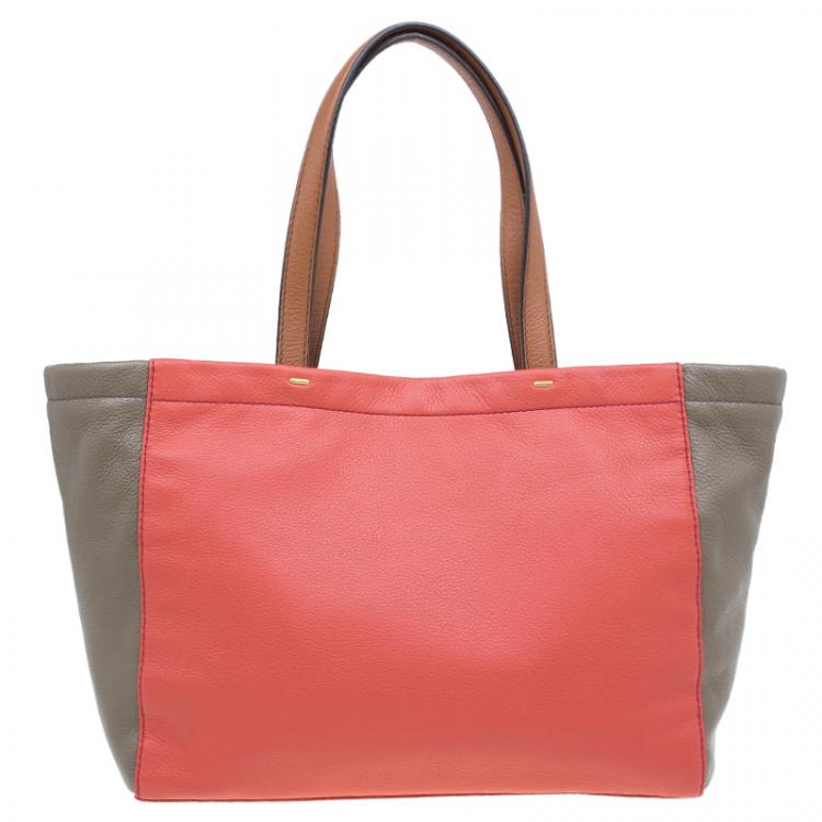 Pre Owned Marc by Marc Jacobs Rose Two Tone Leather What's the T Tote Bag