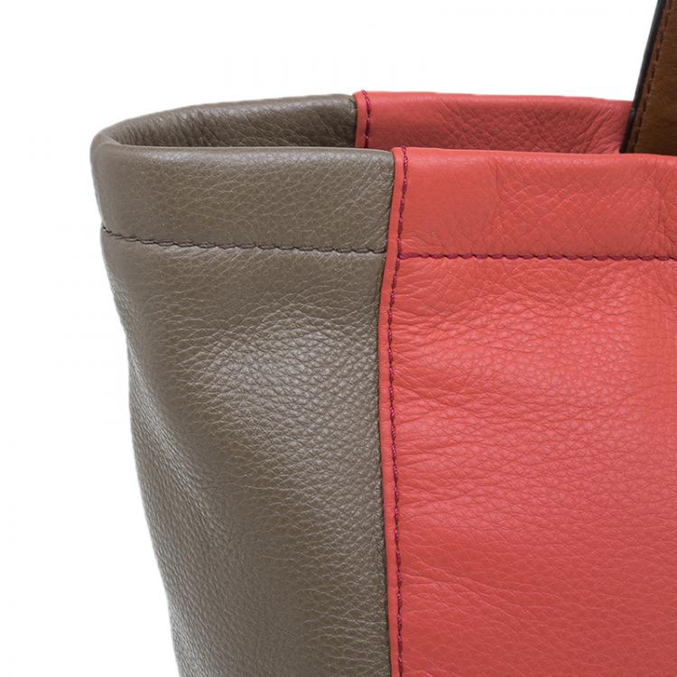 Pre Owned Marc by Marc Jacobs Rose Two Tone Leather What's the T Tote Bag