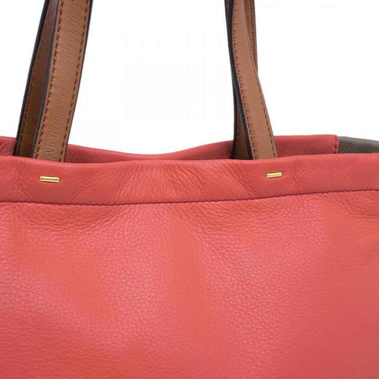 Pre Owned Marc by Marc Jacobs Rose Two Tone Leather What's the T Tote Bag