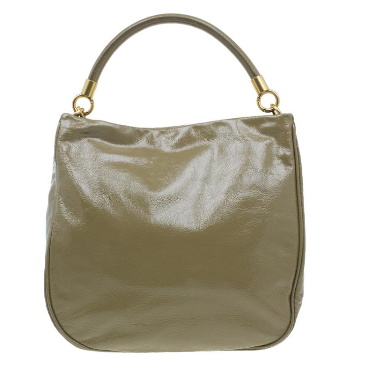 Pre Owned Marc by Marc Jacobs Olive Green Patent Leather Too Hot To Handle Hobo