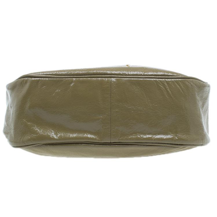 Pre Owned Marc by Marc Jacobs Olive Green Patent Leather Too Hot To Handle Hobo