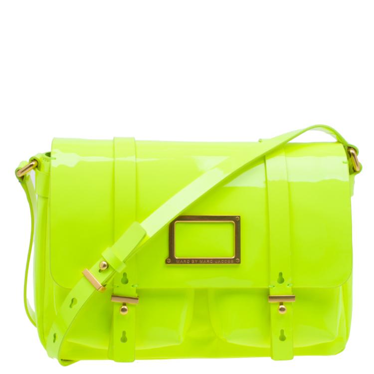Pre Owned Marc by Marc Jacobs Safety Yellow Patent Leather Werdie Crossbody Bag