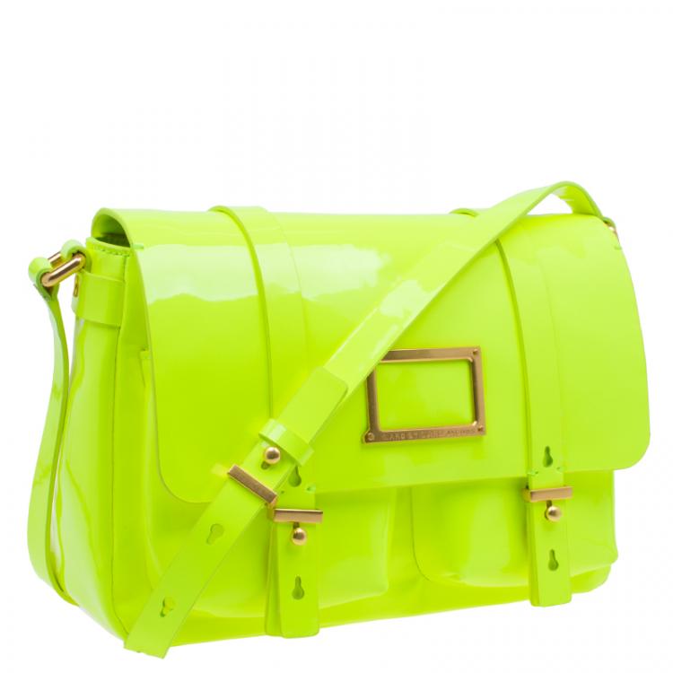 Pre Owned Marc by Marc Jacobs Safety Yellow Patent Leather Werdie Crossbody Bag