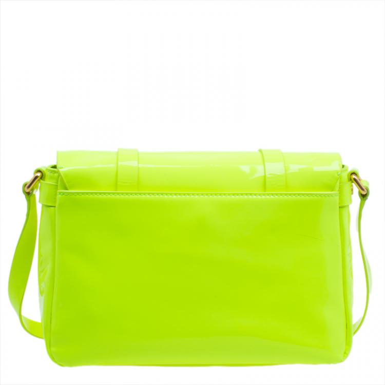 Pre Owned Marc by Marc Jacobs Safety Yellow Patent Leather Werdie Crossbody Bag
