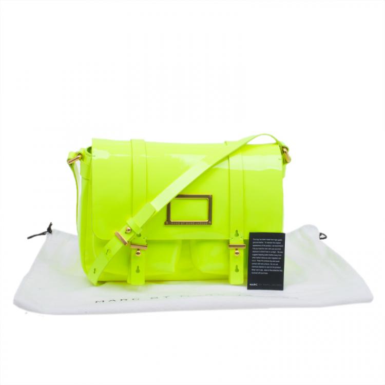 Pre Owned Marc by Marc Jacobs Safety Yellow Patent Leather Werdie Crossbody Bag