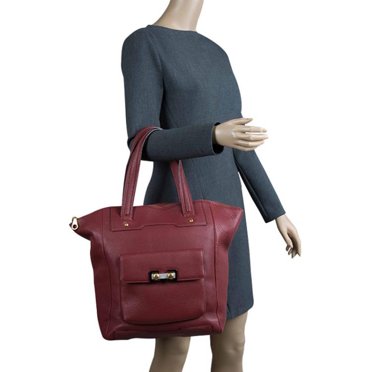 Pre Owned Marc by Marc Jacobs Red Leather Bob Zip Tote