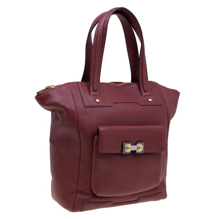 Pre Owned Marc by Marc Jacobs Red Leather Bob Zip Tote