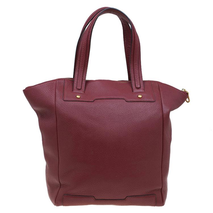 Pre Owned Marc by Marc Jacobs Red Leather Bob Zip Tote