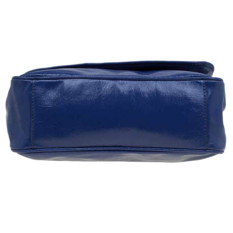Pre Owned Marc By Marc Jacobs Blue Glazed Leather Too Hot To Handle Lea Crossbody Bag