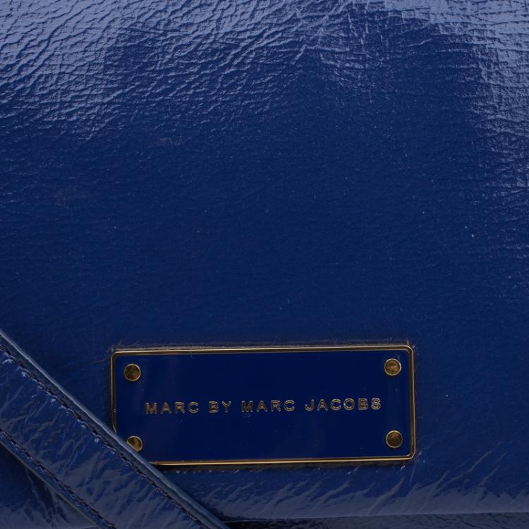 Pre Owned Marc By Marc Jacobs Blue Glazed Leather Too Hot To Handle Lea Crossbody Bag