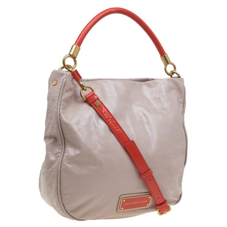 Pre Owned Marc By Marc Jacobs Light Taupe Patent Leather Too Hot To Handle Hobo