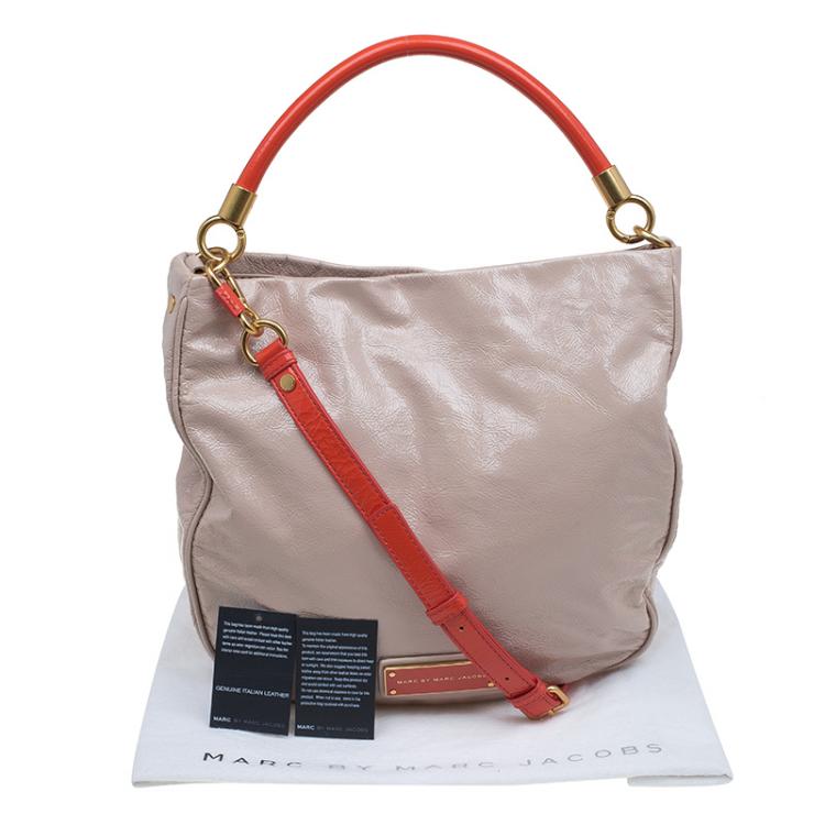 Pre Owned Marc By Marc Jacobs Light Taupe Patent Leather Too Hot To Handle Hobo