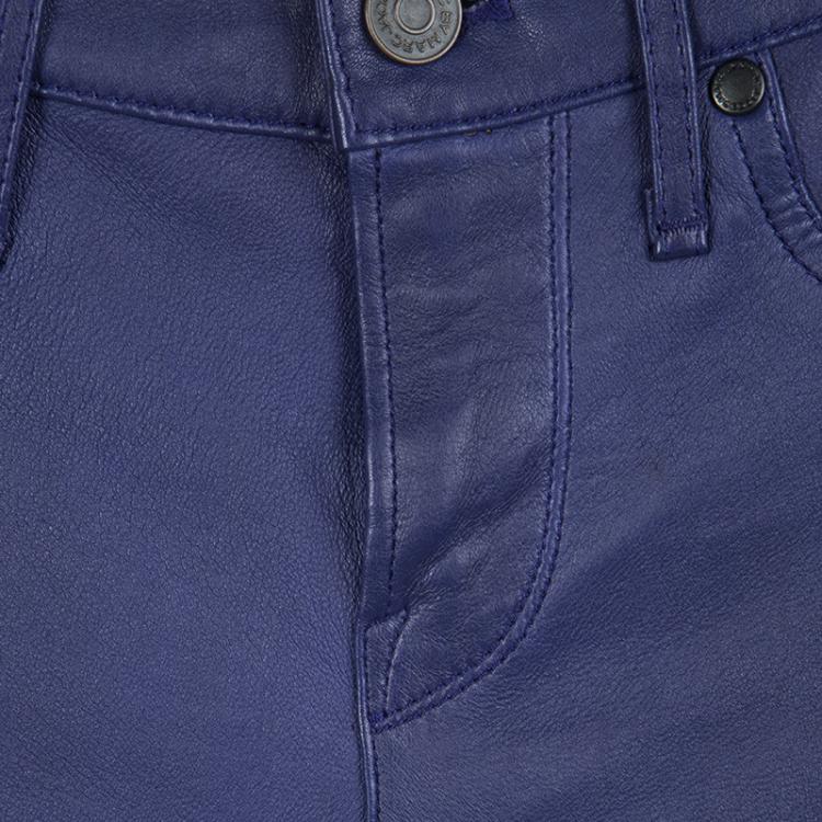 Pre Owned Marc by Marc Jacobs Violet Bloom Lambskin Leather Skinny Jeans S