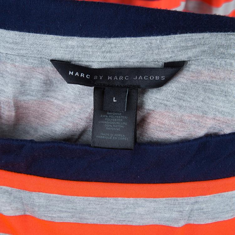 Pre Owned Marc by Marc Jacobs Flash Striped Top And Skirt Set L