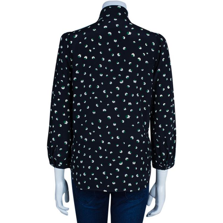 Pre Owned Marc by Marc Jacobs Navy Blue Printed Blouse S