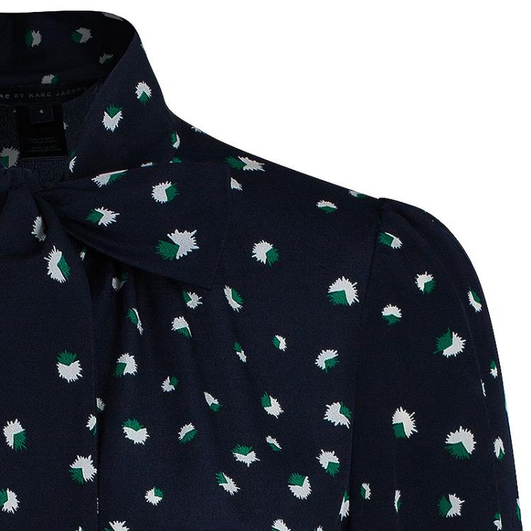 Pre Owned Marc by Marc Jacobs Navy Blue Printed Blouse S