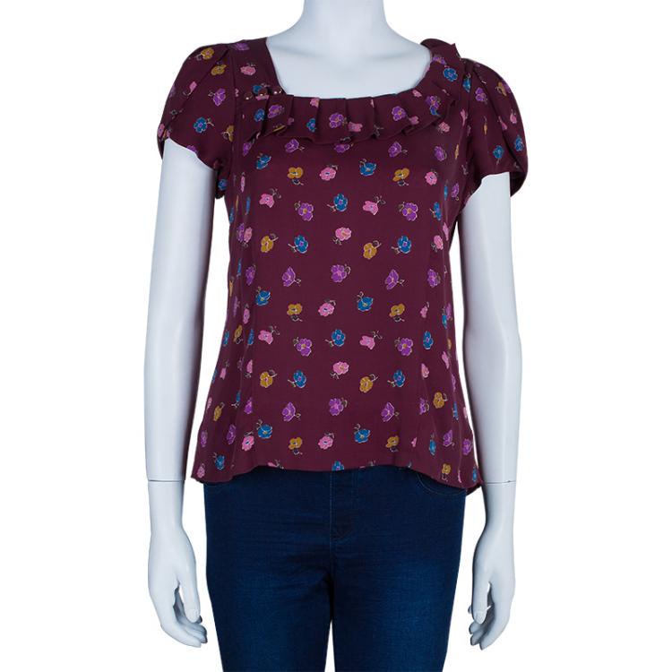 Pre Owned Marc by Marc Jacobs Purple Floral Top M