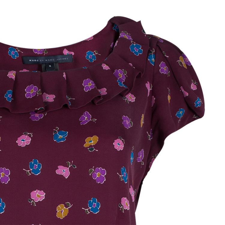 Pre Owned Marc by Marc Jacobs Purple Floral Top M