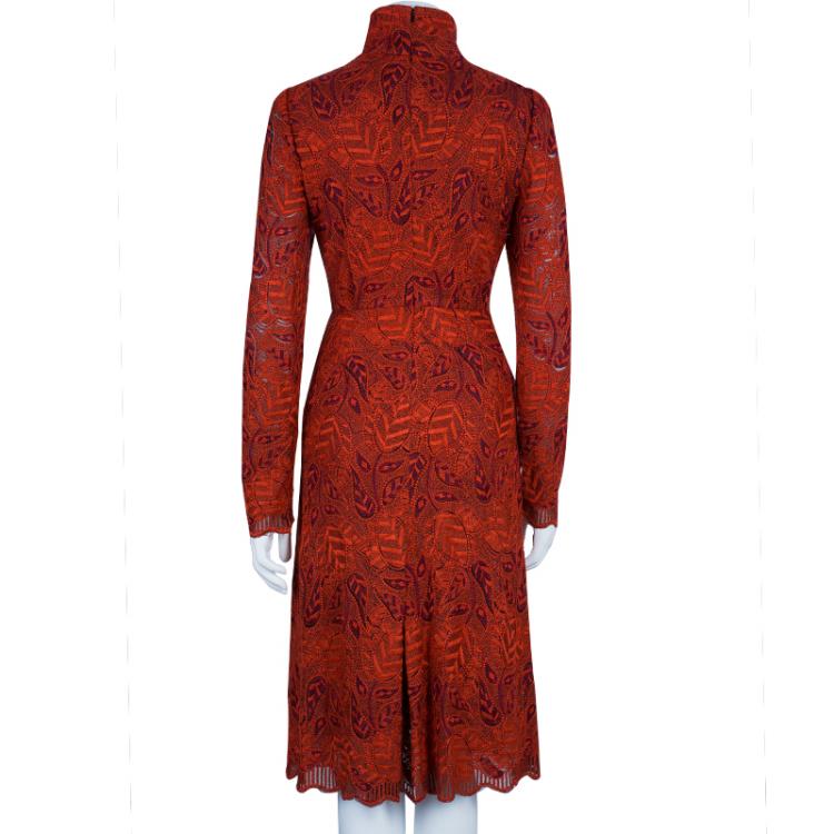 Pre Owned Marc by Marc Jacobs Red Embroidered Full Sleeve Dress S