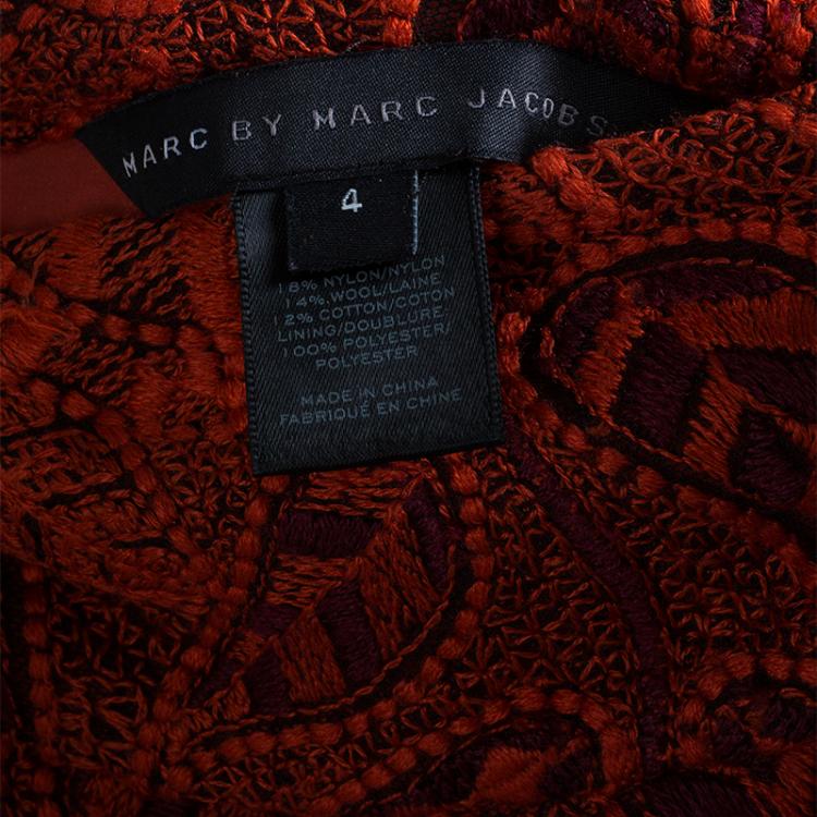 Pre Owned Marc by Marc Jacobs Red Embroidered Full Sleeve Dress S
