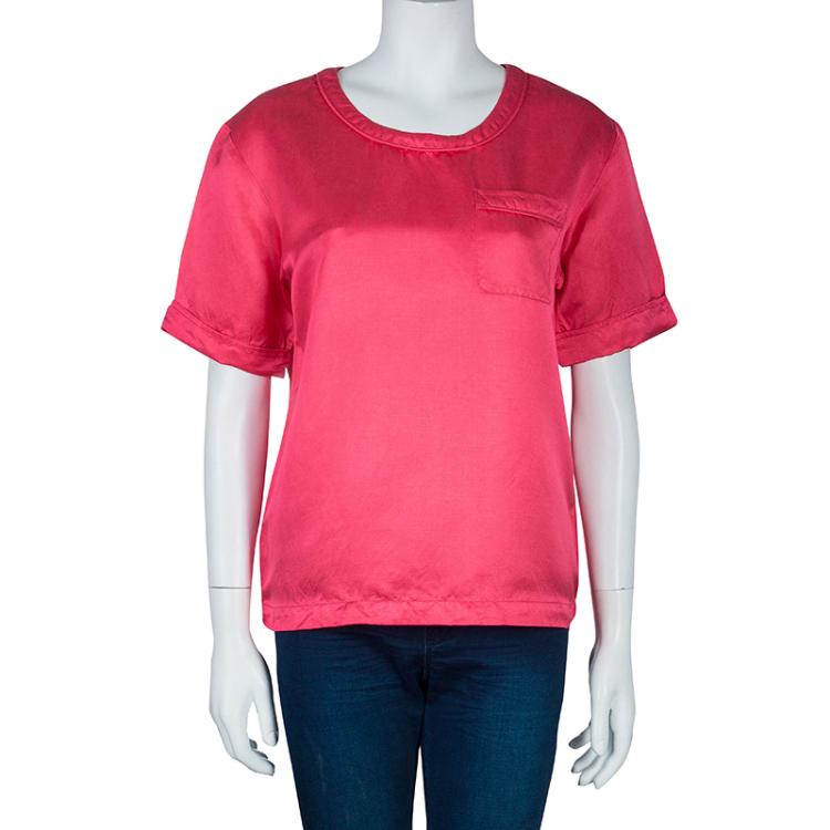 Pre Owned Marc by Marc Jacobs Fuschia Silk Blend Top S