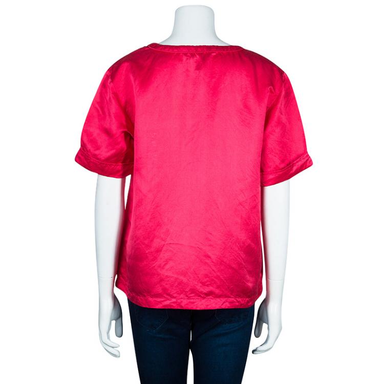 Pre Owned Marc by Marc Jacobs Fuschia Silk Blend Top S