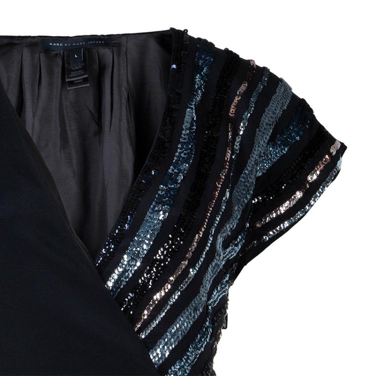 Pre Owned Marc by Marc Jacobs Black Sequin Dress L
