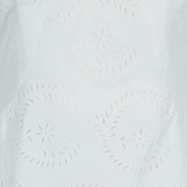 Pre Owned Marc by Marc Jacobs White Strapless Eyelet Dress L