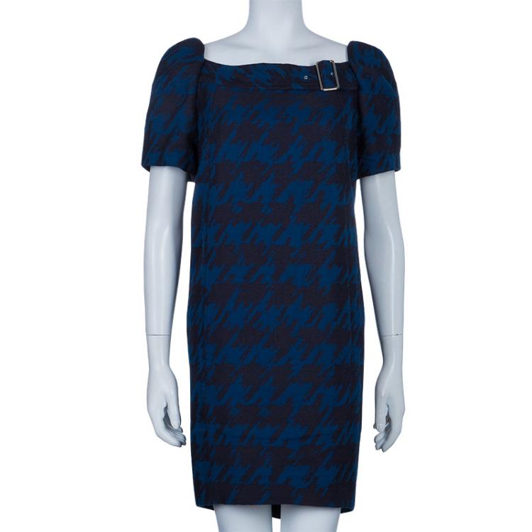 Pre Owned Marc by Marc Jacobs Blue Houndstooth Dress L