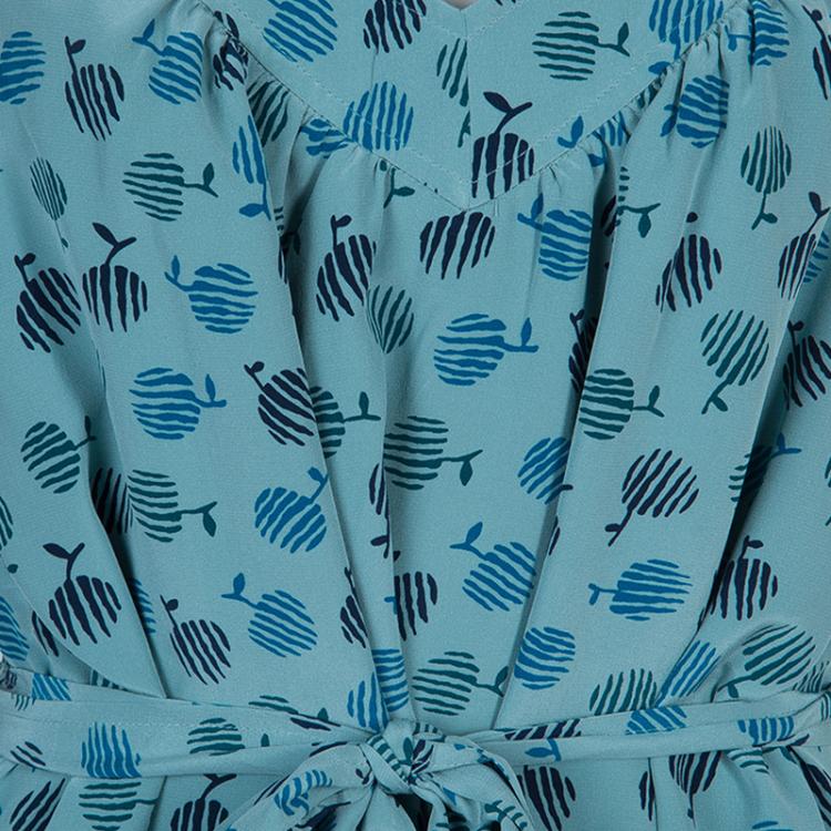 Pre Owned Marc By Marc Jacobs Blue Silk Printed Sleeveless Belted Dress L