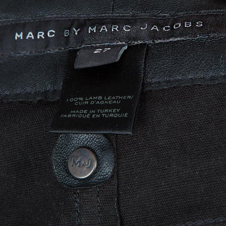 Pre Owned Marc by Marc Jacobs Black Leather Skinny Jeans S